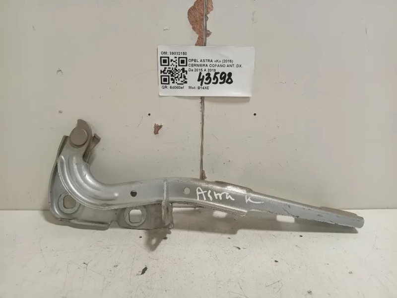 Cerniera Cofano ANT DX 39032150 Opel Astra K 2016