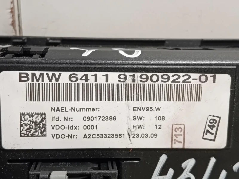Modulo Comando Riscaldamento Clima 6411 9190922-01 Bmw Serie 1 E87 Berlina 2005