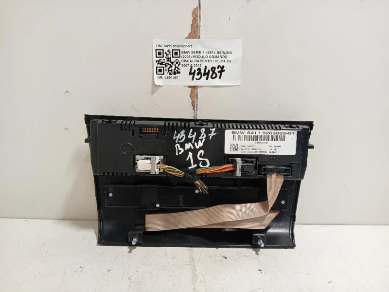 Modulo Comando Riscaldamento Clima 6411 9190922-01 Bmw Serie 1 E87 Berlina 2005