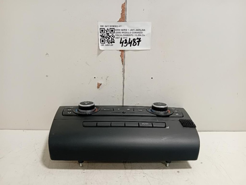 Modulo Comando Riscaldamento Clima 6411 9190922-01 Bmw Serie 1 E87 Berlina 2005