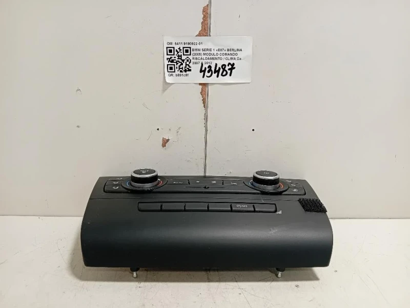 Modulo Comando Riscaldamento Clima 6411 9190922-01 Bmw Serie 1 E87 Berlina 2005