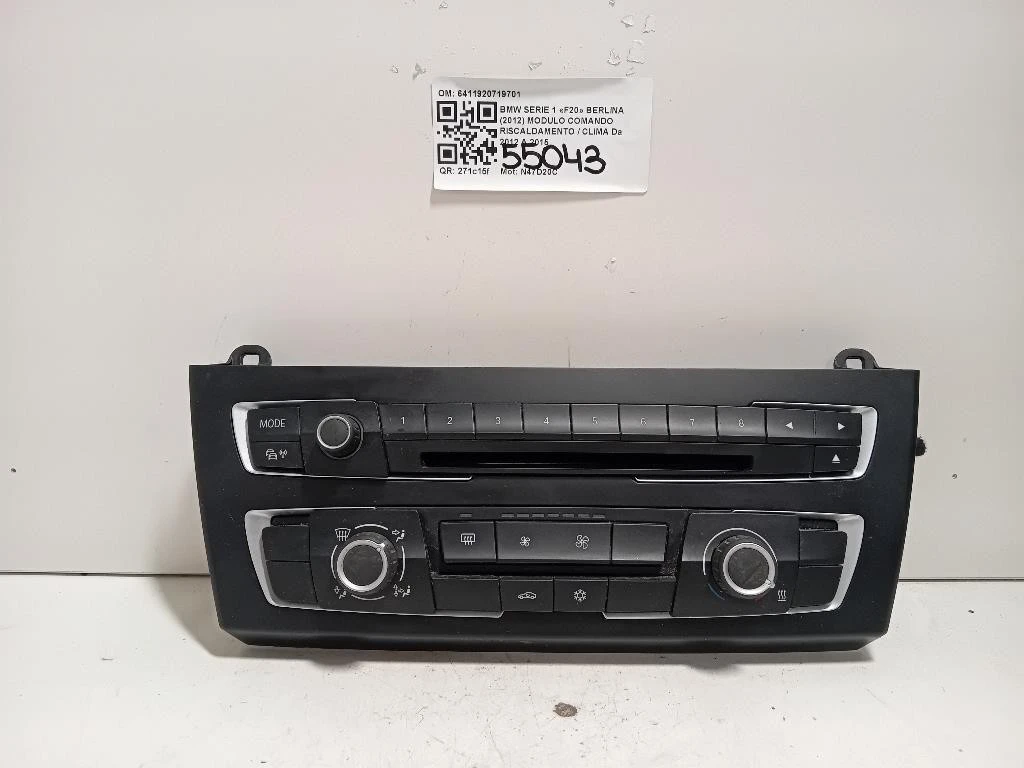 Modulo Comando Riscaldamento Clima 6411920719701 Bmw Serie 1 F20 Berlina 2012