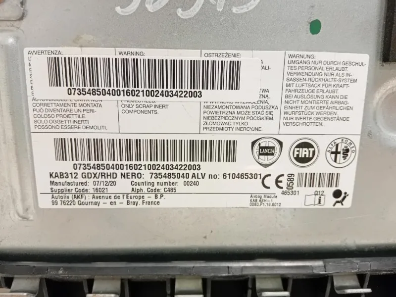 Air-bag Passeggero 735485040 Fiat 500 C 2015