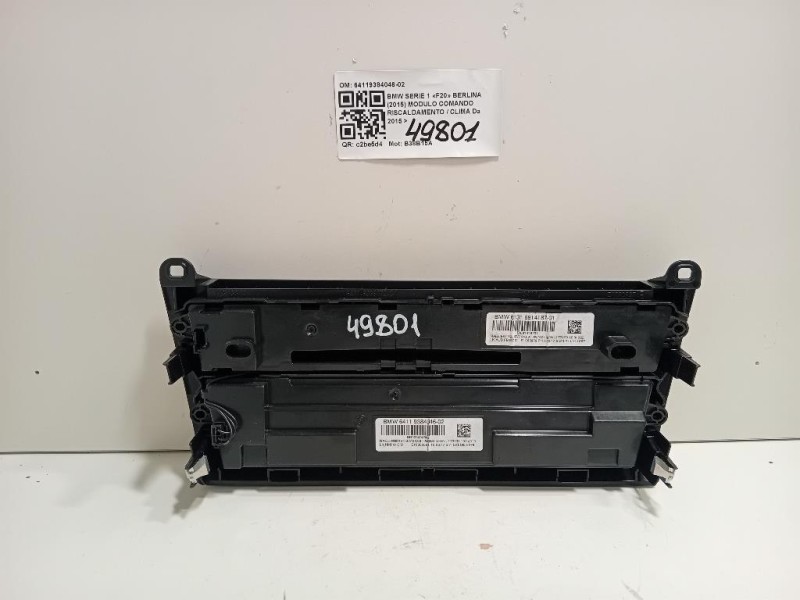Modulo Comando Riscaldamento Clima 64119384046-02 Bmw Serie 1 F20 Berlina 2015