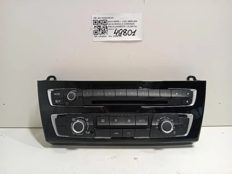 Modulo Comando Riscaldamento Clima 64119384046-02 Bmw Serie 1 F20 Berlina 2015
