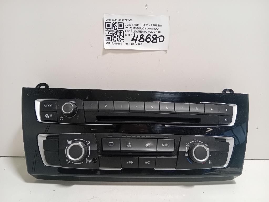 Modulo Comando Riscaldamento Clima 6411-9338772-03 Bmw Serie 1 F20 Berlina 2015