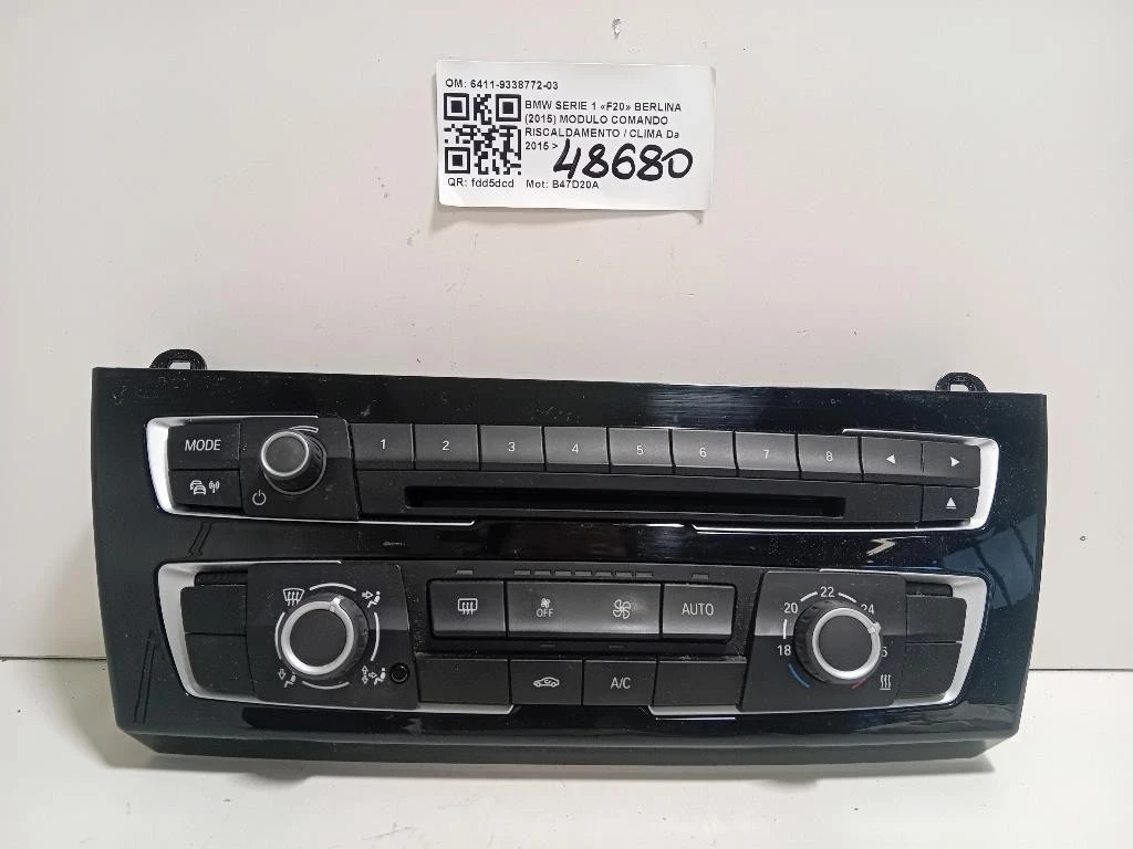 Modulo Comando Riscaldamento Clima 6411-9338772-03 Bmw Serie 1 F20 Berlina 2015