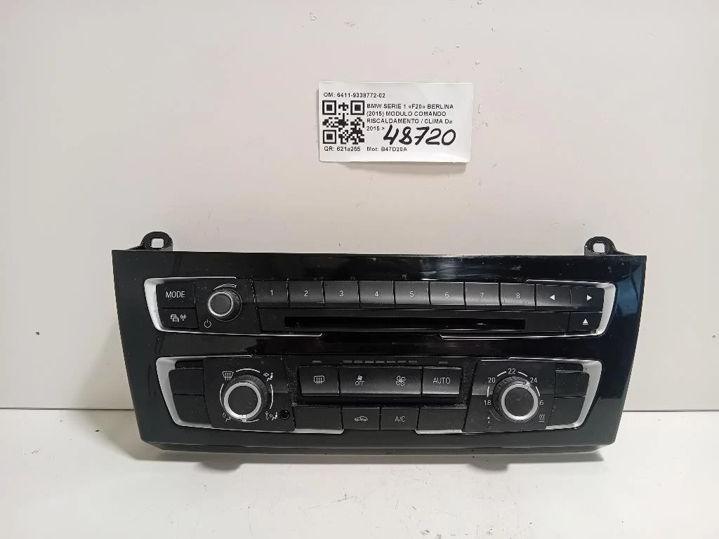 Modulo Comando Riscaldamento Clima 6411-9338772-02 Bmw Serie 1 F20 Berlina 2015