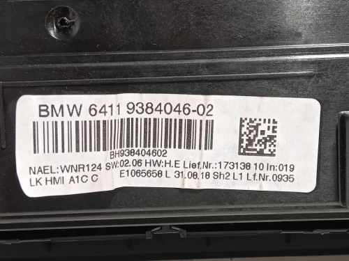 Modulo Comando Riscaldamento Clima 6411 9384046-02 Bmw Serie 1 F20 Berlina 2015