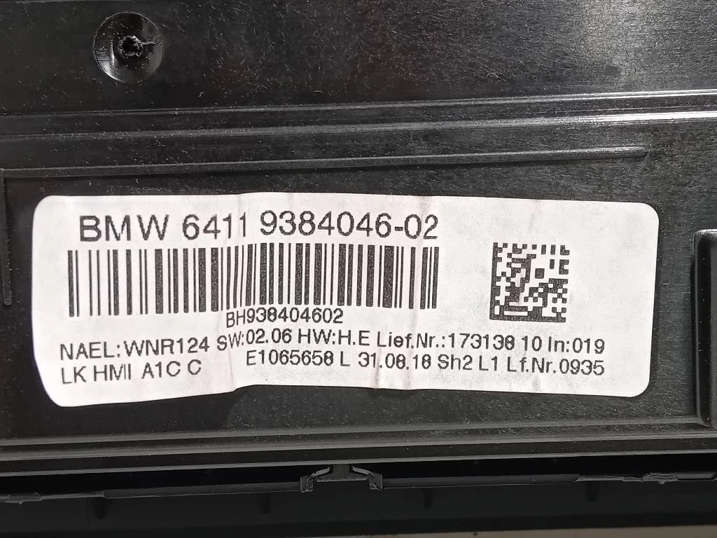Modulo Comando Riscaldamento Clima 6411 9384046-02 Bmw Serie 1 F20 Berlina 2015