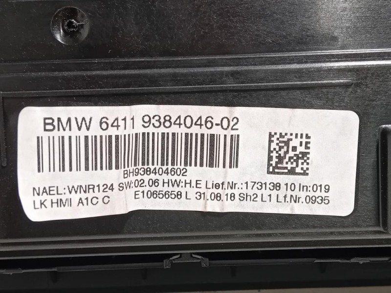 Modulo Comando Riscaldamento Clima 6411 9384046-02 Bmw Serie 1 F20 Berlina 2015