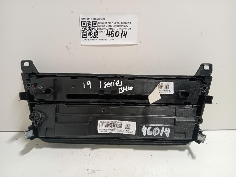 Modulo Comando Riscaldamento Clima 6411 9384046-02 Bmw Serie 1 F20 Berlina 2015