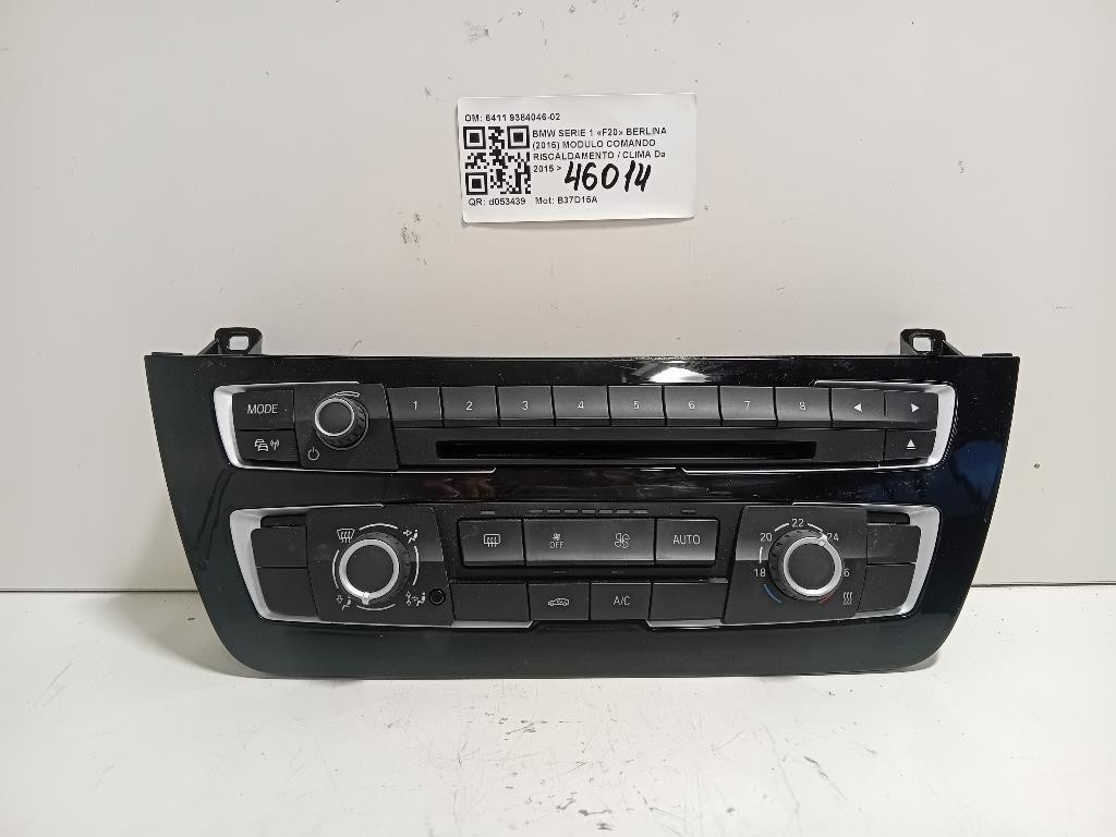 Modulo Comando Riscaldamento Clima 6411 9384046-02 Bmw Serie 1 F20 Berlina 2015