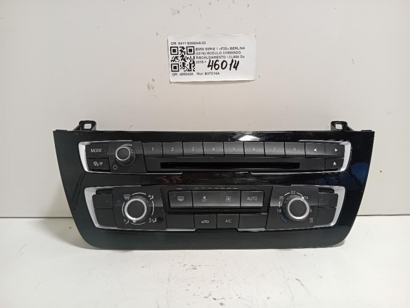 Modulo Comando Riscaldamento Clima 6411 9384046-02 Bmw Serie 1 F20 Berlina 2015