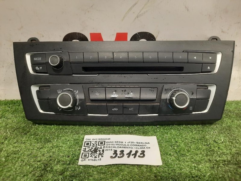 Modulo Comando Riscaldamento Clima 64119384046 Bmw Serie 1 F20 Berlina 2015