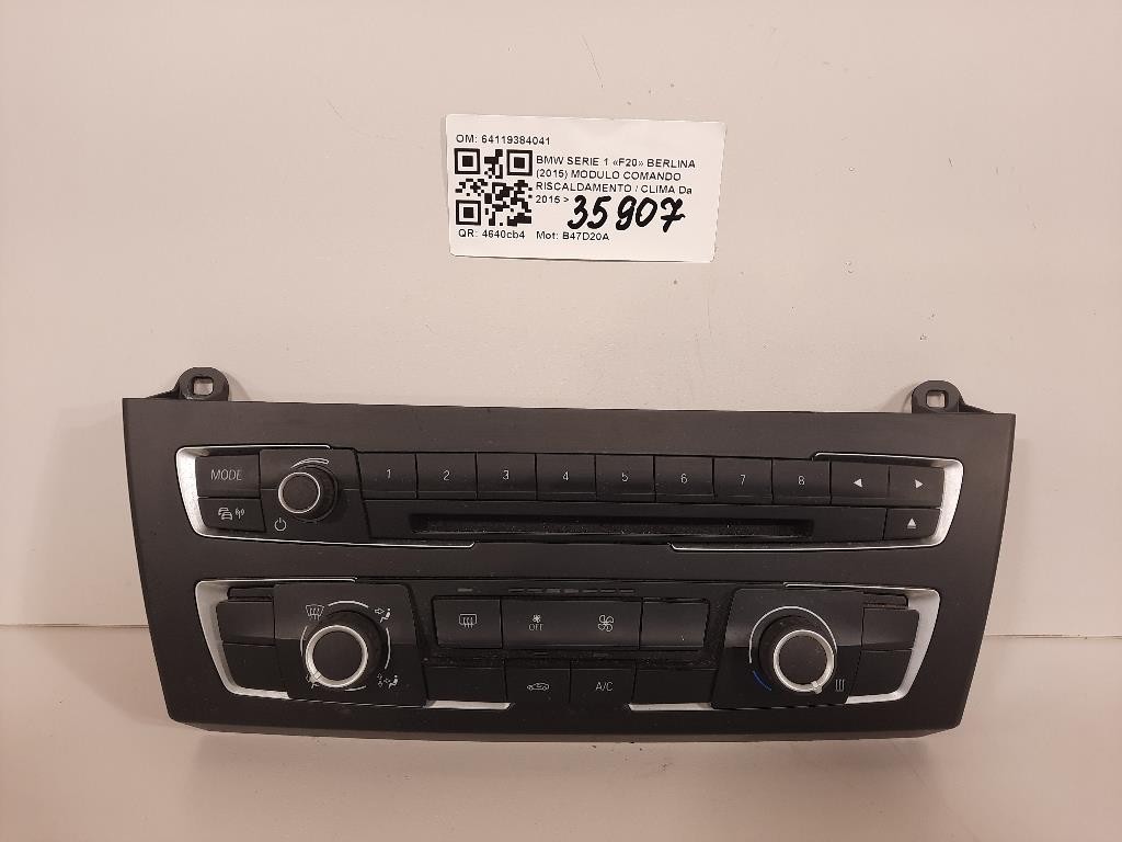 Modulo Comando Riscaldamento Clima 64119384041 Bmw Serie 1 F20 Berlina 2015