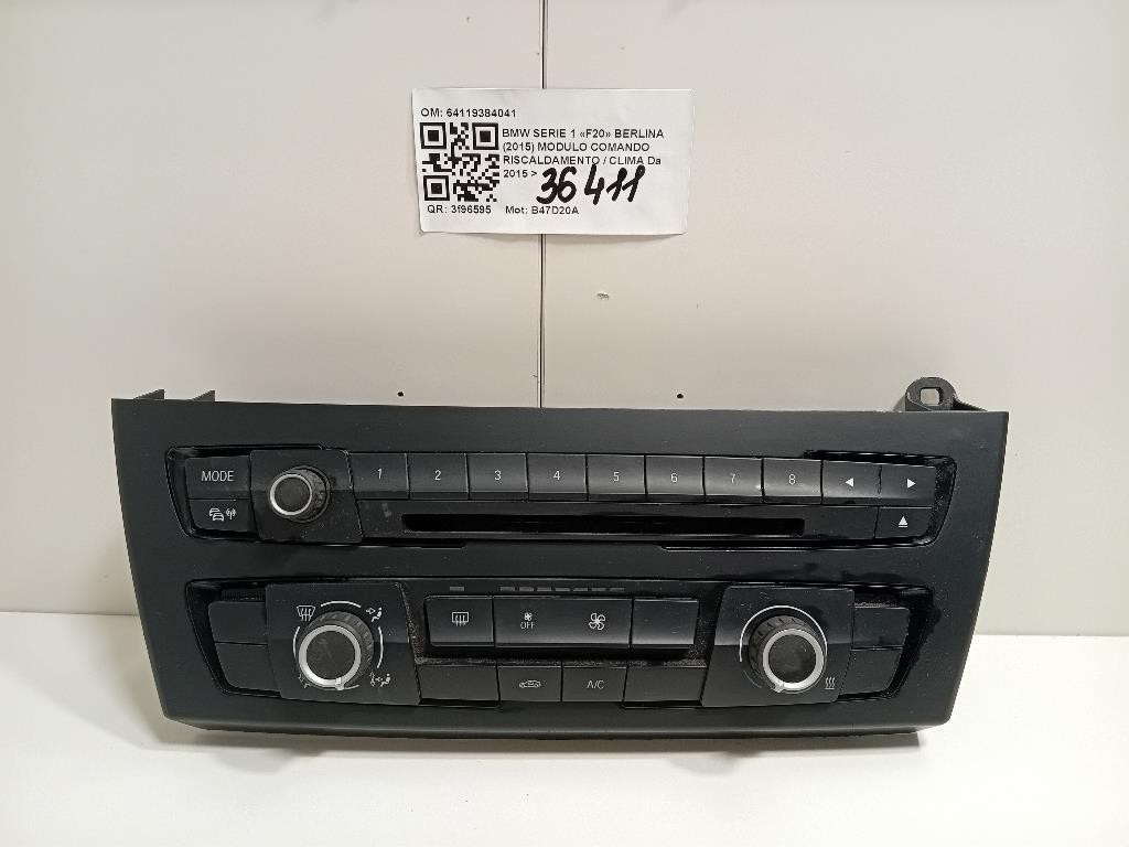 Modulo Comando Riscaldamento Clima 64119384041 Bmw Serie 1 F20 Berlina 2015