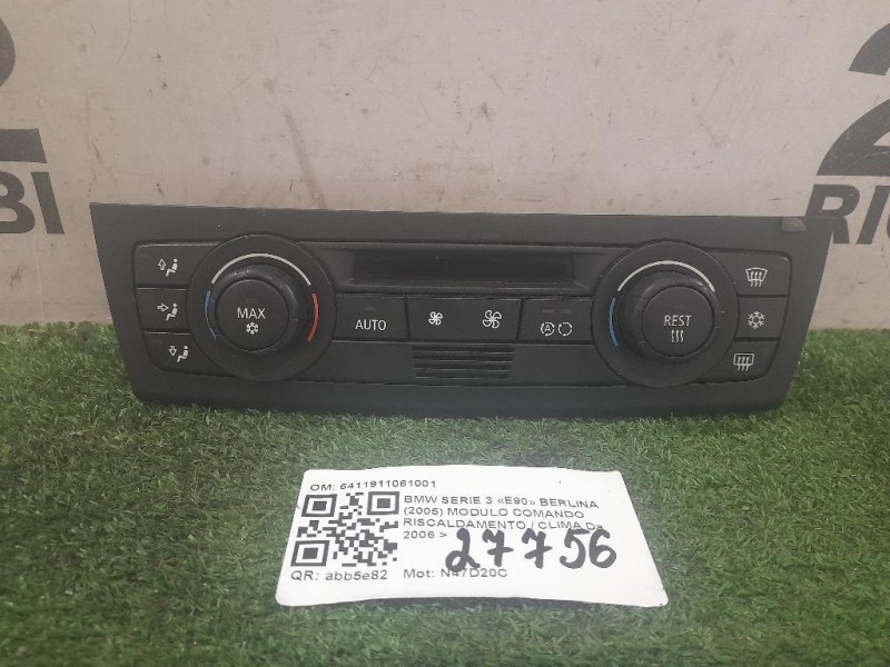 Modulo Comando Riscaldamento Clima 6411911061001 Bmw Serie 3 E90 Berlina 2005