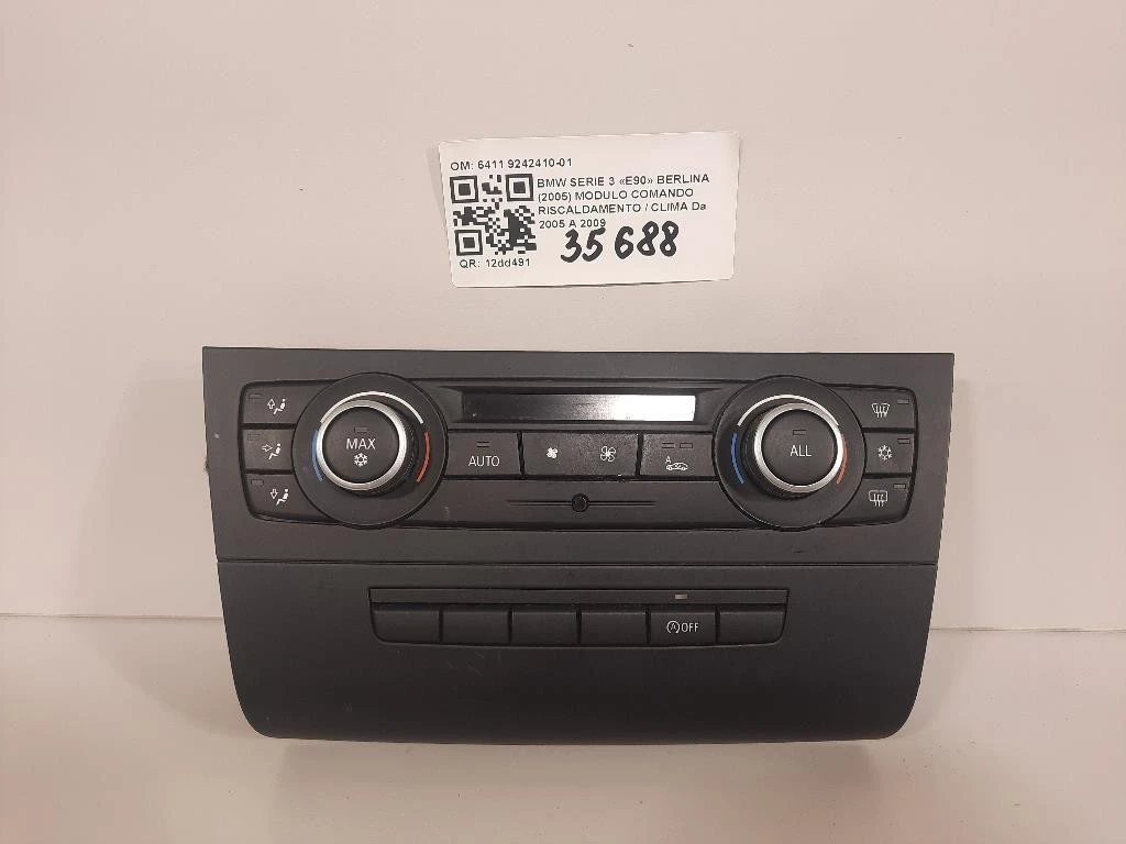 Modulo Comando Riscaldamento Clima 6411 9242410-01 Bmw Serie 3 E90 Berlina 2005
