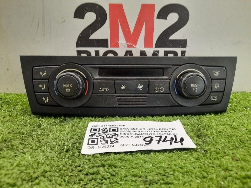 Modulo Comando Riscaldamento Clima 64116958536 Bmw Serie 3 E90 Berlina 2005