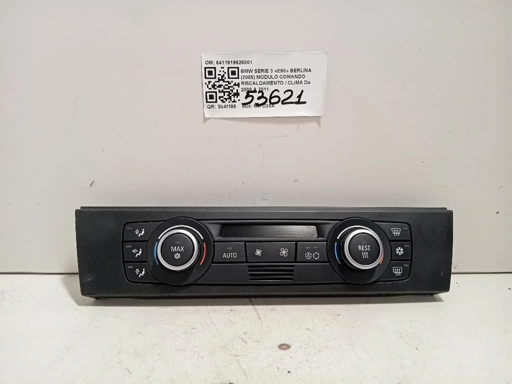 Modulo Comando Riscaldamento Clima 6411919926001 Bmw Serie 3 E90 Berlina 2005