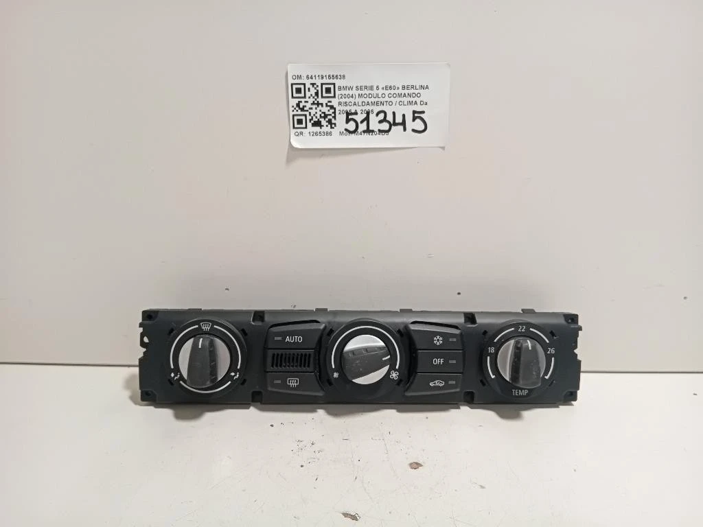 Modulo Comando Riscaldamento Clima 64119155638 Bmw Serie 5 E60 Berlina 2004
