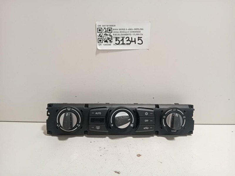 Modulo Comando Riscaldamento Clima 64119155638 Bmw Serie 5 E60 Berlina 2004