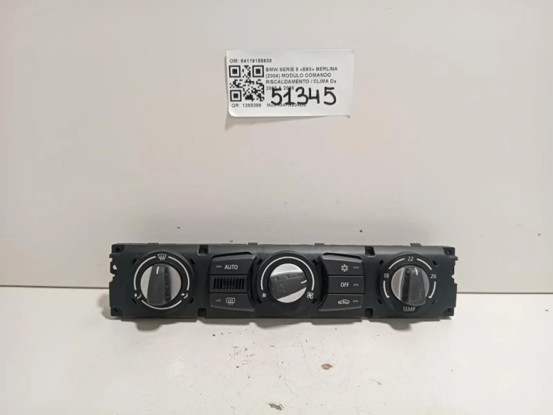 Modulo Comando Riscaldamento Clima 64119155638 Bmw Serie 5 E60 Berlina 2004