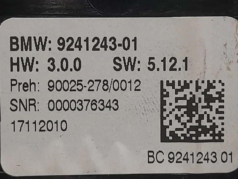 Modulo Comando Riscaldamento Clima 9241243-01 Bmw Serie 5 F10 Berlina 2010