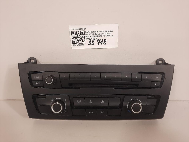 Modulo Comando Riscaldamento Clima 9324317-01 Bmw Serie 5 F10 Berlina 2010