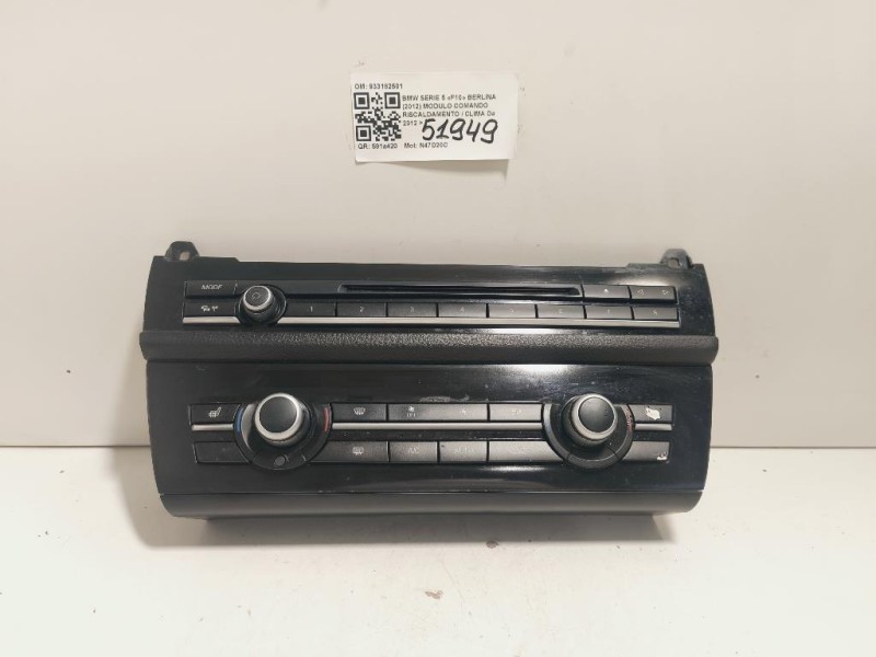 Modulo Comando Riscaldamento Clima 933182501 Bmw Serie 5 F10 Berlina 2012