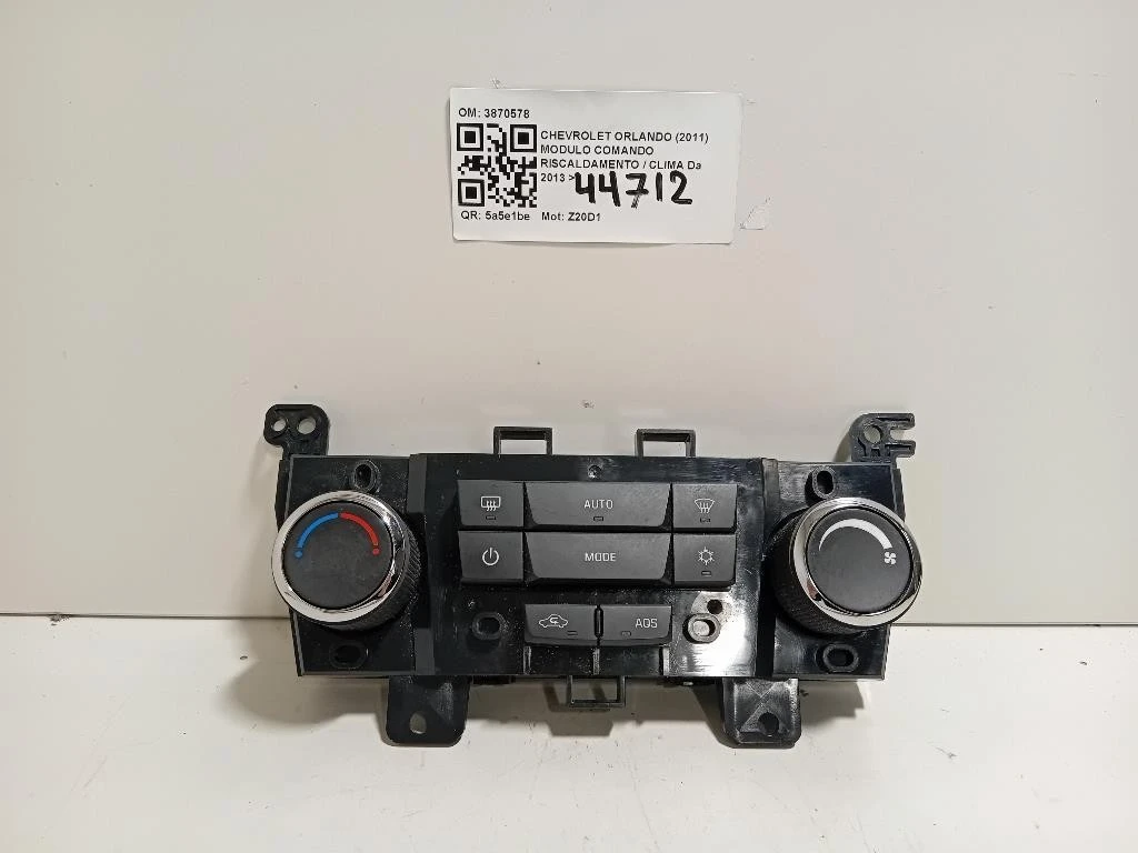 Modulo Comando Riscaldamento Clima 3870578 Chevrolet Orlando 2011