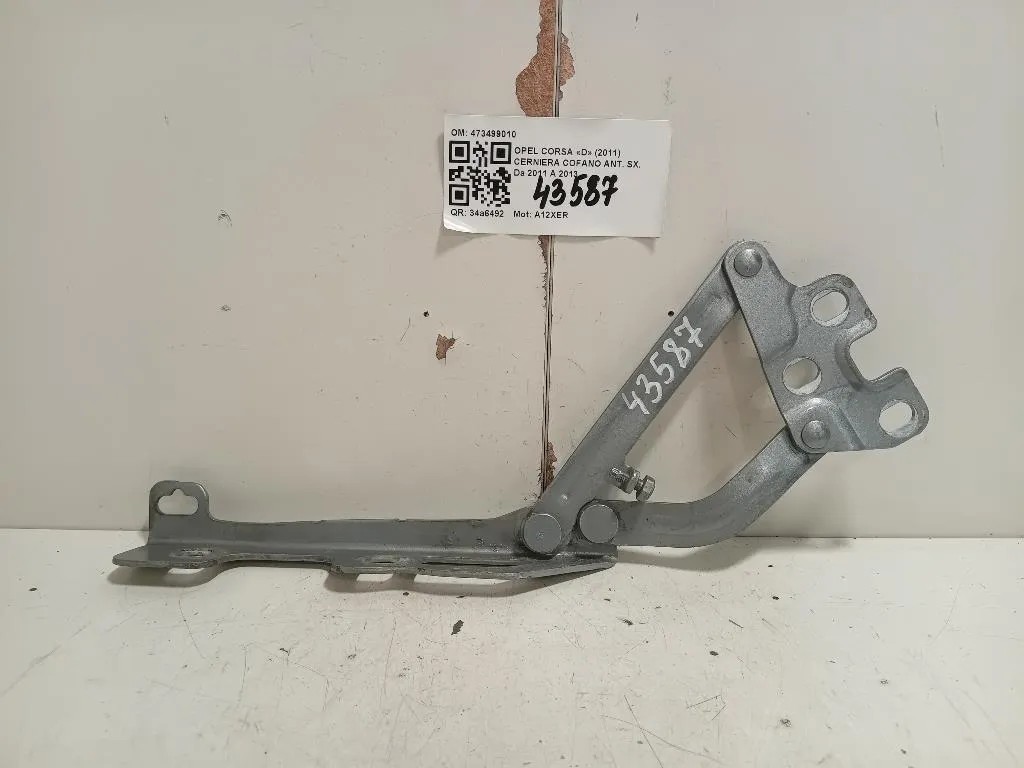 Cerniera Cofano ANT SX 473499010 Opel Corsa D 2011