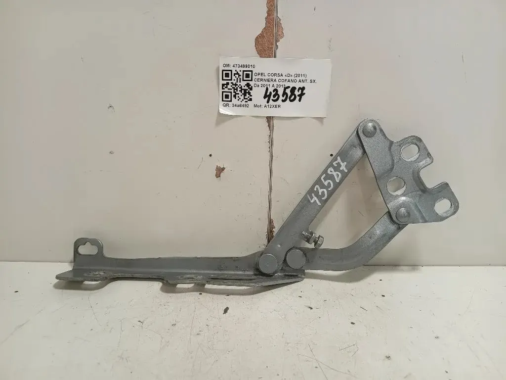 Cerniera Cofano ANT SX 473499010 Opel Corsa D 2011