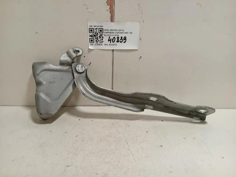 Cerniera Cofano ANT SX 95141368 Opel Mokka 2013
