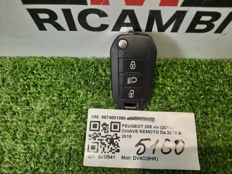 Chiave Remoto 9674001080 Peugeot 208 I 2012