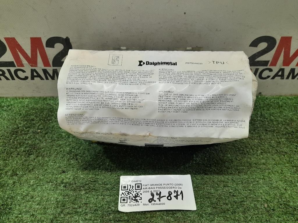 Air-bag Passeggero 70044012 Fiat Grande Punto 2006