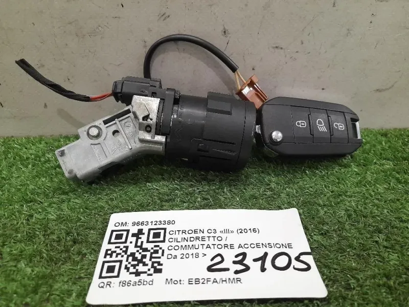 Cilindretto Commutatore Accensione 9663123380 Citroen C3 III 2016