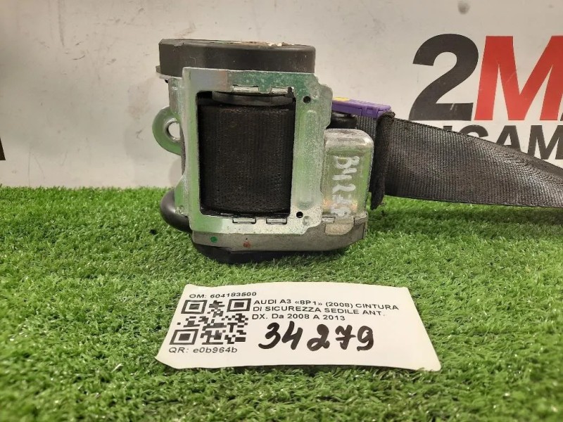 Cintura DI Sicurezza Sedile ANT DX 604183500 Audi A3 8P1 2008
