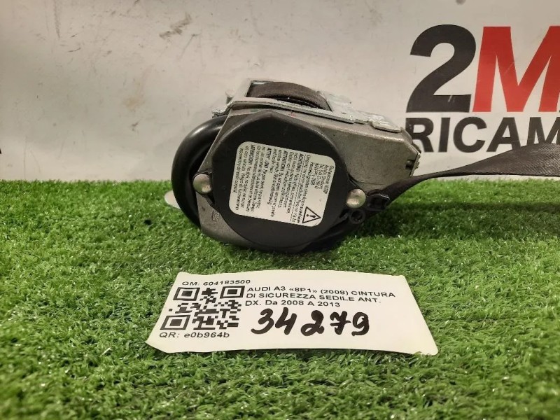 Cintura DI Sicurezza Sedile ANT DX 604183500 Audi A3 8P1 2008
