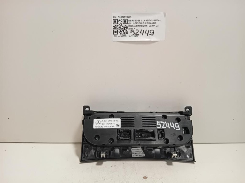 Modulo Comando Riscaldamento Clima A2049005805 Mercedes Classe C W204 2011