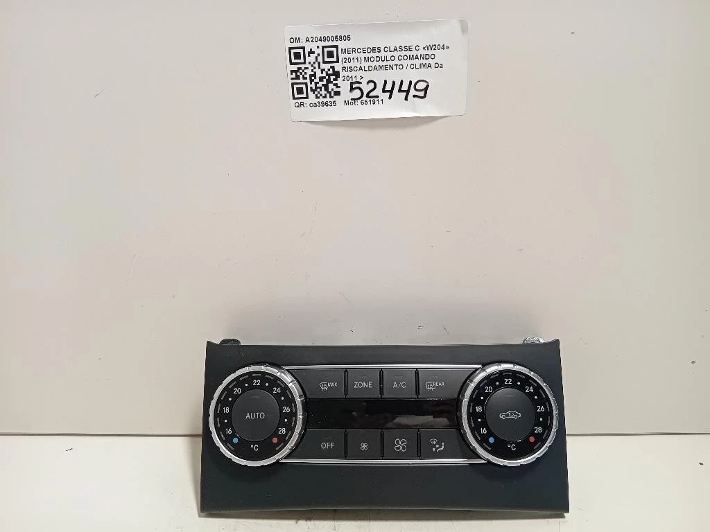 Modulo Comando Riscaldamento Clima A2049005805 Mercedes Classe C W204 2011
