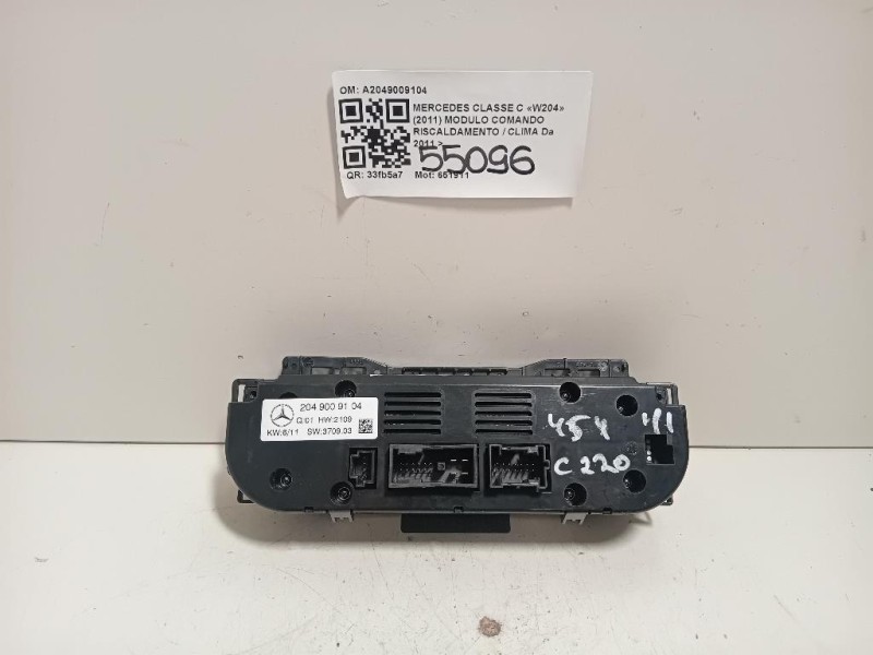 Modulo Comando Riscaldamento Clima A2049009104 Mercedes Classe C W204 2011