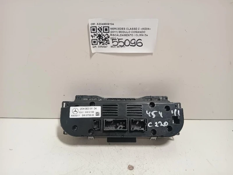 Modulo Comando Riscaldamento Clima A2049009104 Mercedes Classe C W204 2011