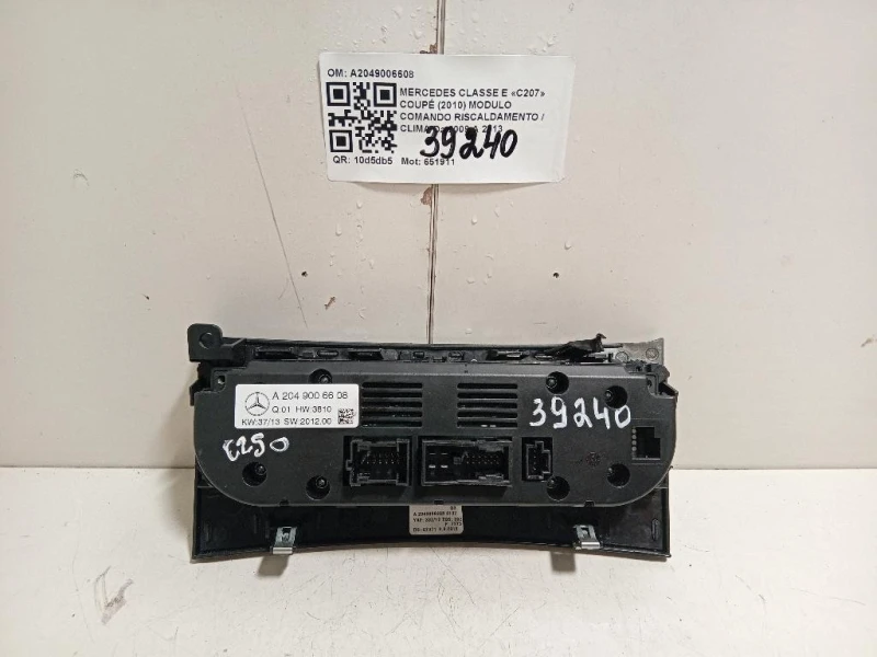 Modulo Comando Riscaldamento Clima A2049006608 Mercedes Classe E C207 Coupé 2010