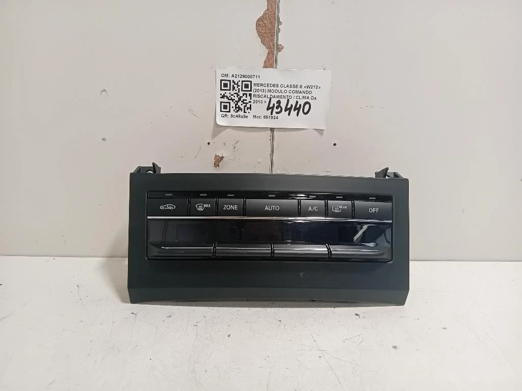 Modulo Comando Riscaldamento Clima A2129008711 Mercedes Classe E W212 2013