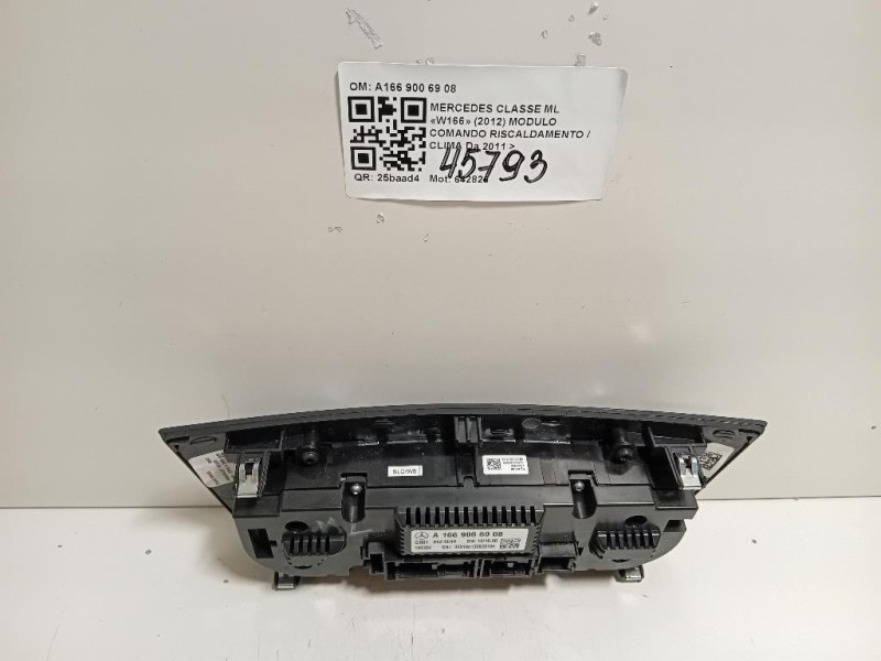 Modulo Comando Riscaldamento Clima A166 900 69 08 Mercedes Classe ML W166 2012