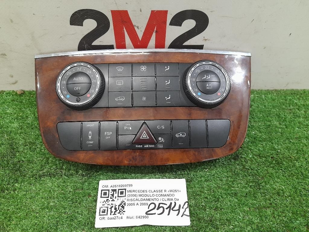 Modulo Comando Riscaldamento Clima A2518209789 Mercedes Classe R W251 2006
