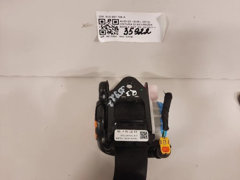 Cintura DI Sicurezza Sedile ANT DX 8U0857706 A Audi Q3 8UB 2012