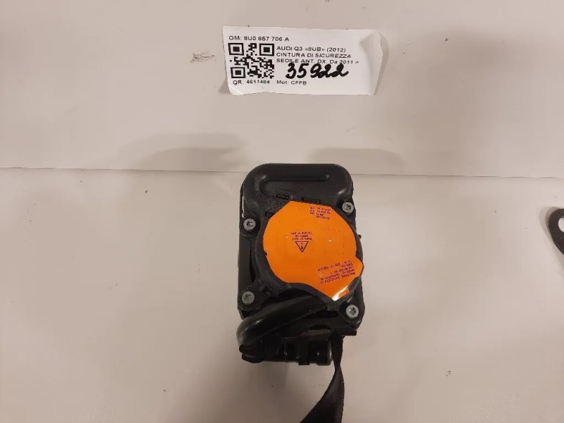 Cintura DI Sicurezza Sedile ANT DX 8U0857706 A Audi Q3 8UB 2012